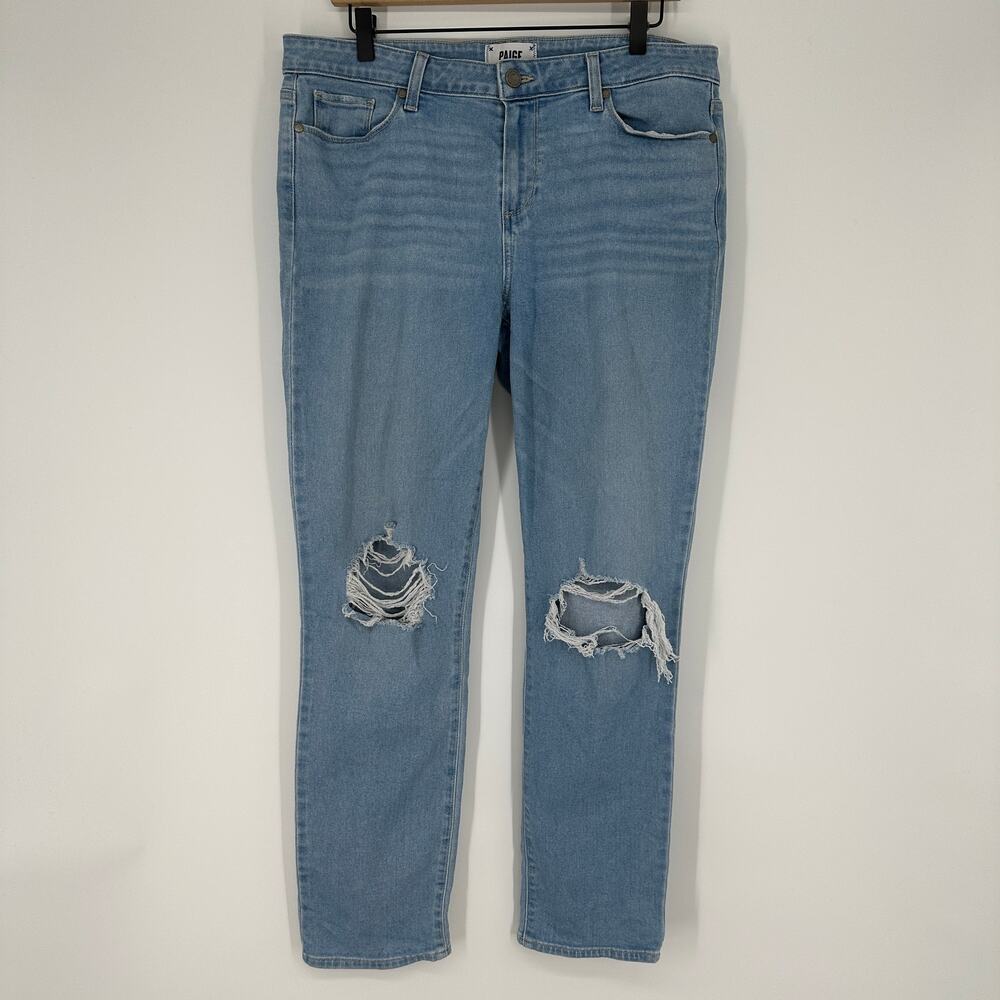 Paige Skyline Ankle Peg Ella Destructed Light Wash Womens Jeans 32